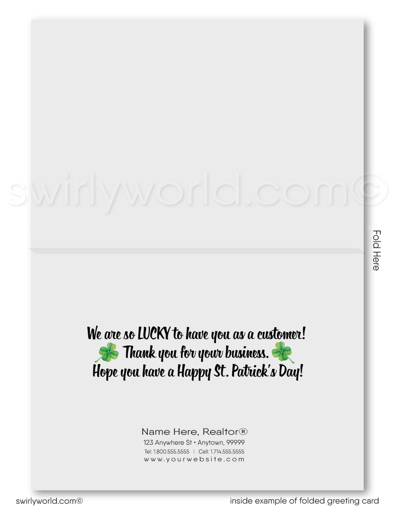 Client Green Shamrocks Happy St. Patrick's Day Greeting Cards for Business