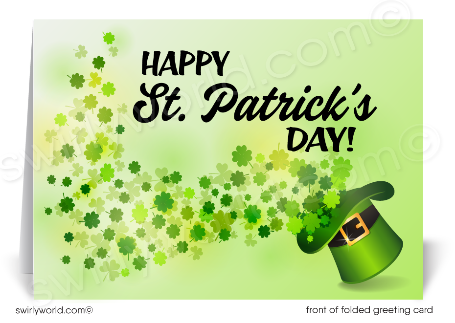 Corporate professional business "Lucky to have you as a customer" green shamrocks leprechaun happy St. Patrick's Day greeting cards.