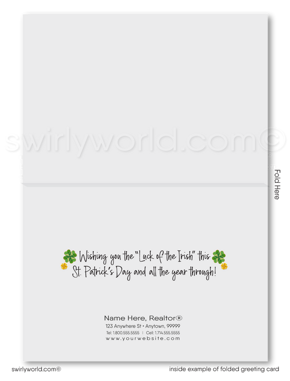 Professional shamrocks happy St. Patrick's Day greeting cards for business professionals.