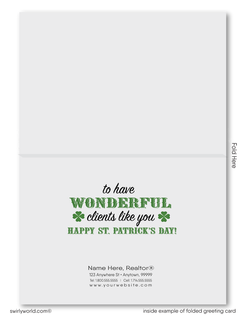 Green House with Shamrocks Leprechaun Client Happy St. Patrick's Day Cards for Realtors® and Agents