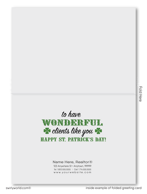 Digital Green House with Shamrocks Leprechaun Client Happy St. Patrick's Day Cards for Realtors® and Agents