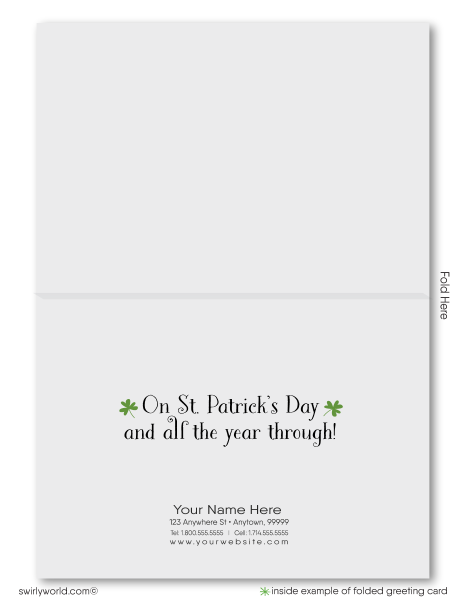 Corporate professional business "Lucky to have you as a customer" green shamrocks leprechaun happy St. Patrick's Day greeting cards.