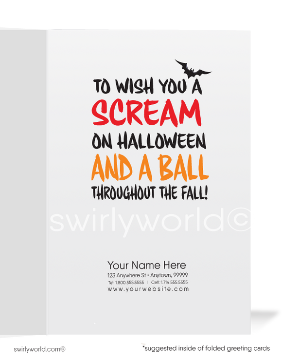 Funny Little Devil Humorous Company Business Printed Halloween Cards for Customers