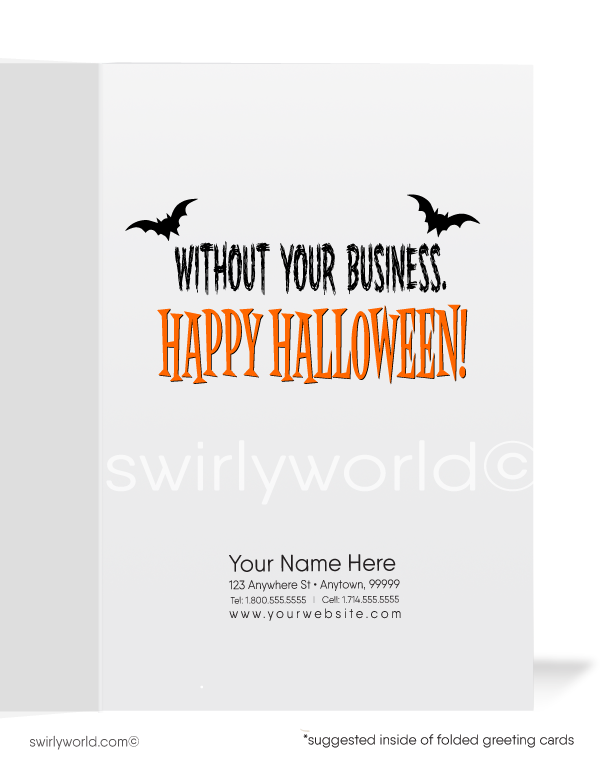 Funny Ghost Cartoon Humorous Printed Happy Halloween Greeting Cards for Business