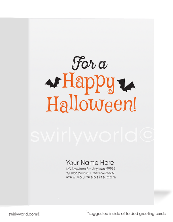 Retro Blonde Pin-up Witch "Best Witches" Printed Happy Halloween Greeting Cards 