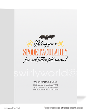 Art Deco Halloween Card with Baby, Jack-o'-Lantern, and Bat in 1920s-1930s Style