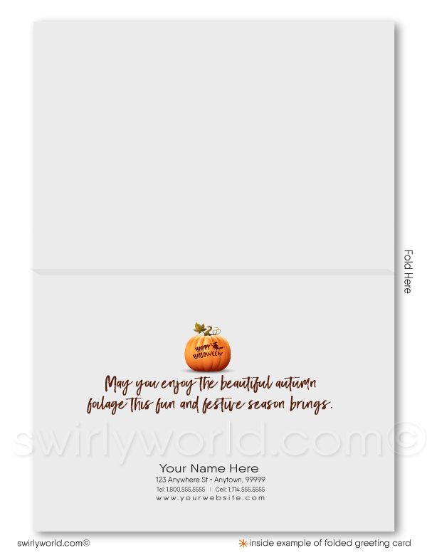 Autumn Foliage "Happy Fall Y'all" Professional Printed Halloween Cards for Customers