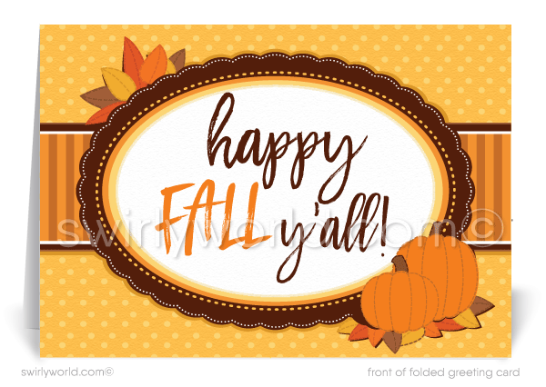 Happy Fall Y'all Halloween Greeting Cards for Business Customers.