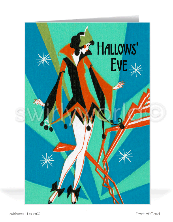 1930’s vintage mid-century retro Art Deco Happy Halloween Greeting Cards.