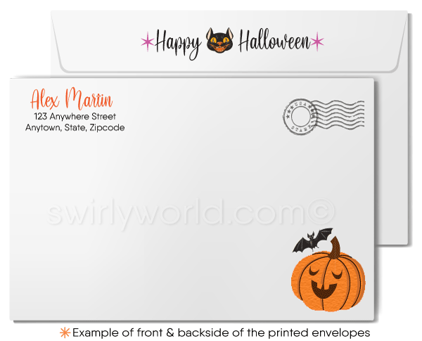 Mid-Century Retro Vintage 1950s-1960s Mod Cute Witch Halloween Greeting Cards