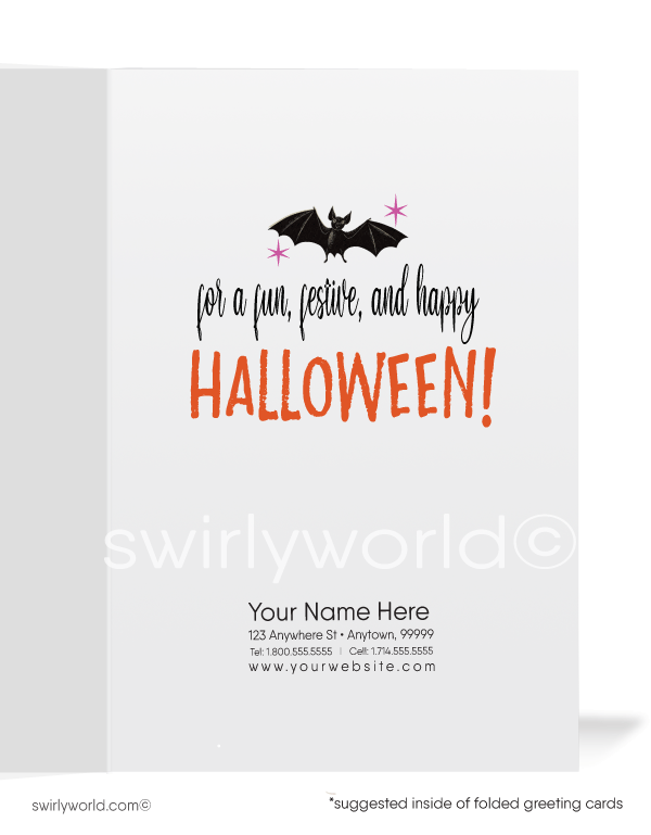 Mid-Century Retro Vintage 1950s-1960s Mod Cute Witch Halloween Greeting Cards