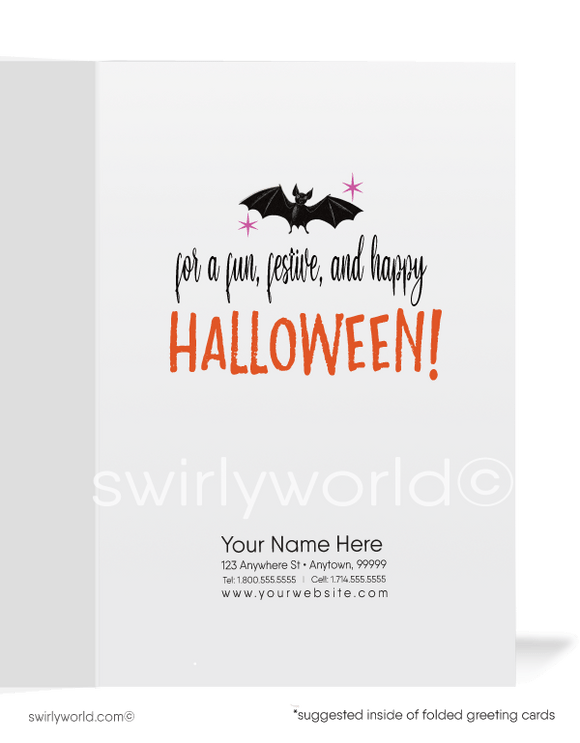 Mid-Century Retro Vintage 1950s-1960s Mod Cute Witch Halloween Greeting Cards