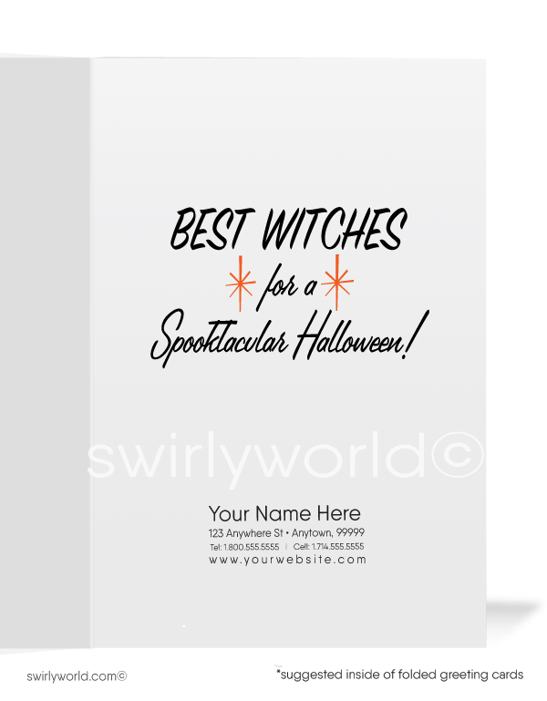 Retro 1960's Best Wishes "Bewitched" Mid-Century Vintage Printed Halloween Cards