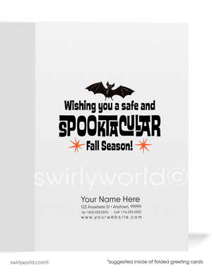 Vintage 1950s  Mid-century Modern Black Kitty and Witch Halloween Greeting Cards