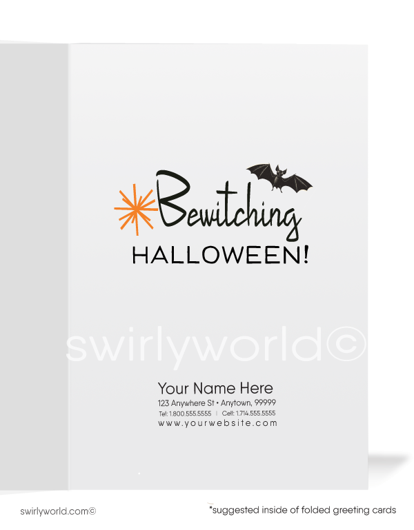 1940's-1950's Mid-Century Vintage Cute Pinup Witch Halloween Greetings Cards