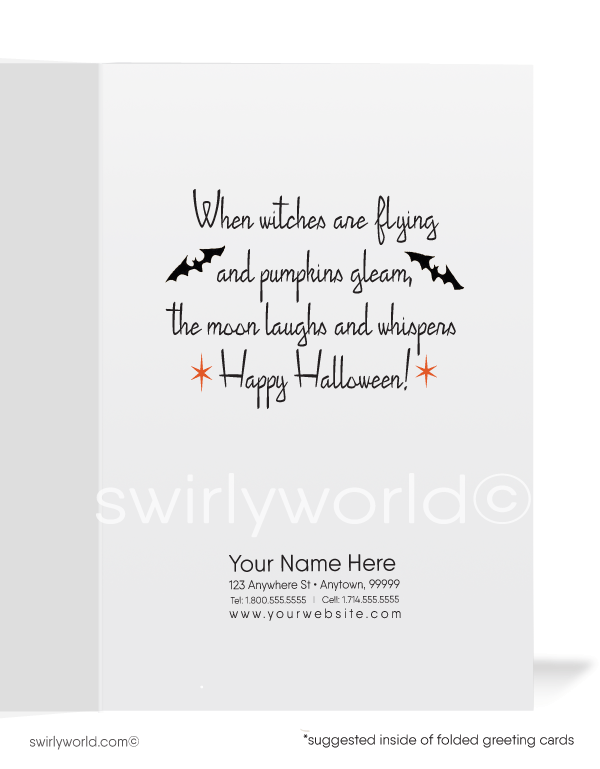 Vintage 1930s Pumpkin Couple and Witches Halloween Greeting Card