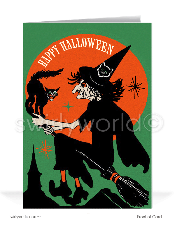 1920’s vintage mid-century retro Art Deco Happy Halloween Greeting Cards.