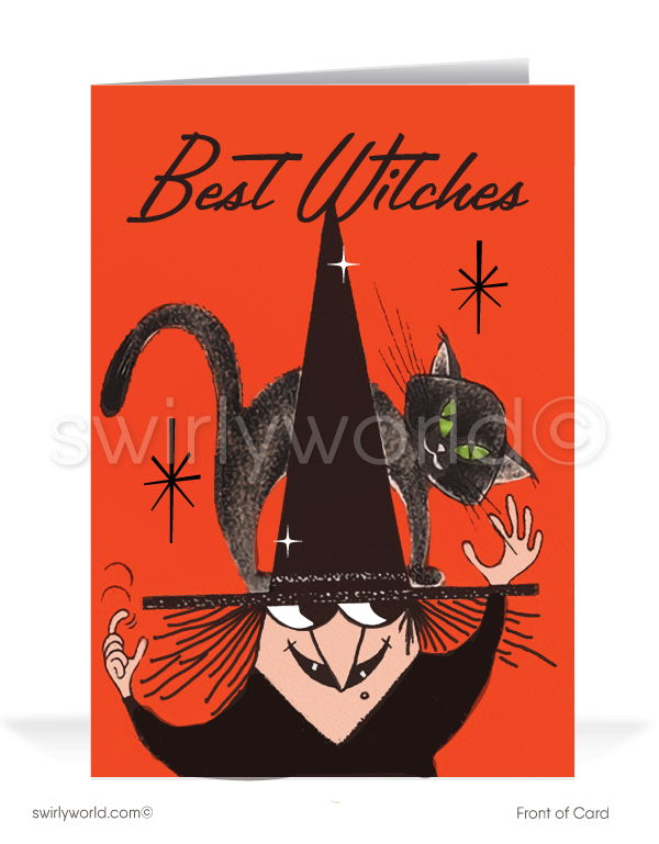 1960’s vintage mid-century retro Happy Halloween Greeting Cards for Business Customers.