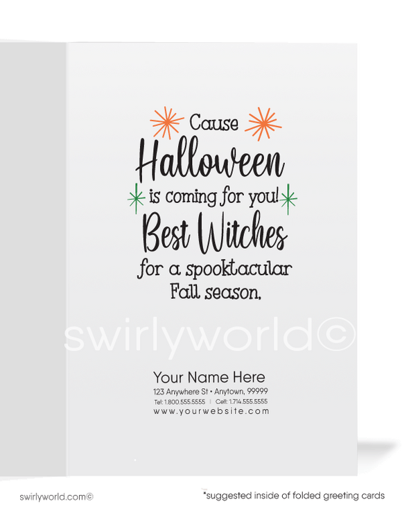 1950’s vintage mid-century retro Happy Halloween Greeting Cards for Business Customers.