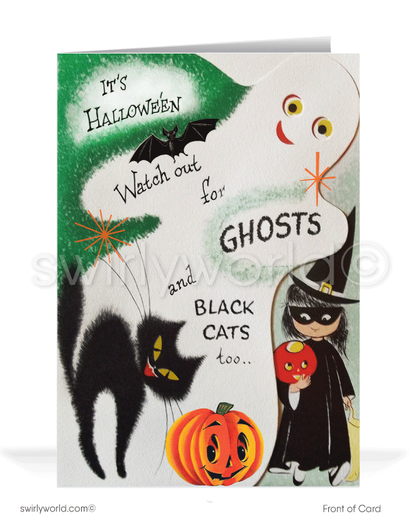 1950’s vintage mid-century retro Happy Halloween Greeting Cards for Business Customers.