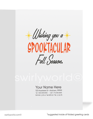 1950's-1960's Mid-Century Vintage Ghost Printed MCM Halloween Greetings Cards