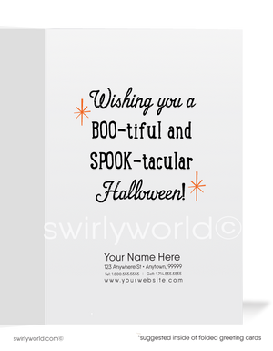 Vintage Ghost with Jack-o-Lantern 1950s Mid-Century Retro Printed Halloween Cards