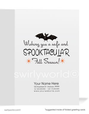 Retro 1950s Kitschy Halloween Card with Witch, Jack-o'-Lantern, and Black Kitty Cat