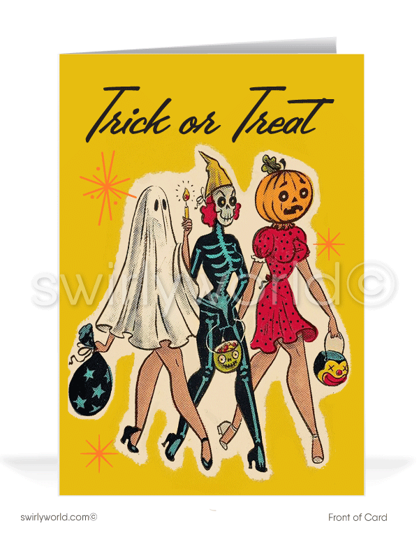 1950s-1960s Rate Vintage MCM Atomic Mid-Century Modern Atomic Retro Halloween Cards