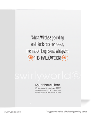 Vintage 1920s-1930s Vintage Art Deco Halloween Card with Pinup Witch and Jack-O-Lantern