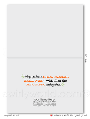 1950s-1960s Vintage Vampire Bat Halloween Card - MCM Retro "Atomic Starburst" Design