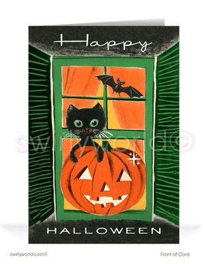 1940’s vintage mid-century retro Happy Halloween Greeting Cards for Business Customers.