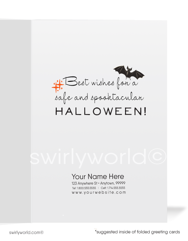 1940’s vintage mid-century retro Happy Halloween Greeting Cards for Business Customers.