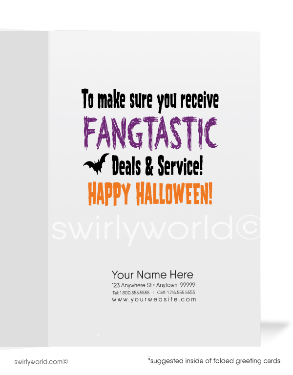 Woman Vampira Vampire Funny Humorous Business Halloween Greeting Cards for Clients
