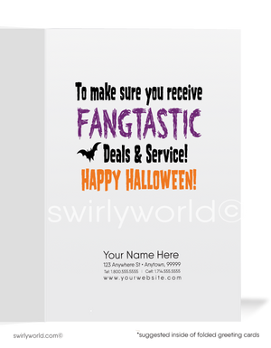 Woman Vampira Vampire Funny Humorous Business Halloween Greeting Cards for Clients