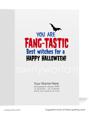 "Fangs A Lot!" Funny Vampire Company Business Printed Halloween Cards for Customers