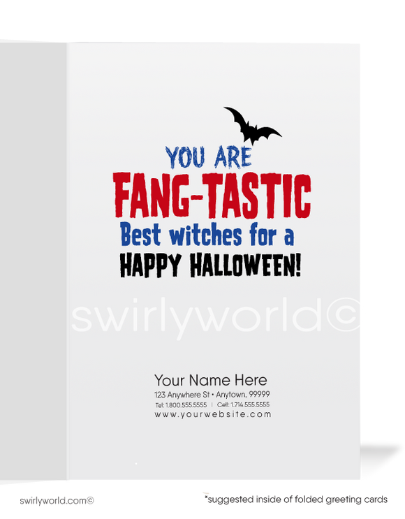 "Fangs A Lot!" Funny Vampire Company Business Printed Halloween Cards for Customers