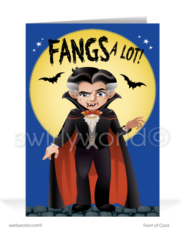 "Fangs A Lot!" Funny Vampire Company Business Printed Halloween Cards for Customers