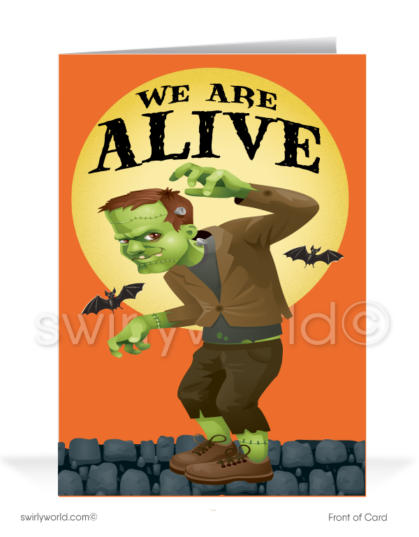  Humorous Funny Frankenstein Printed Halloween Greeting Cards for Business Customers