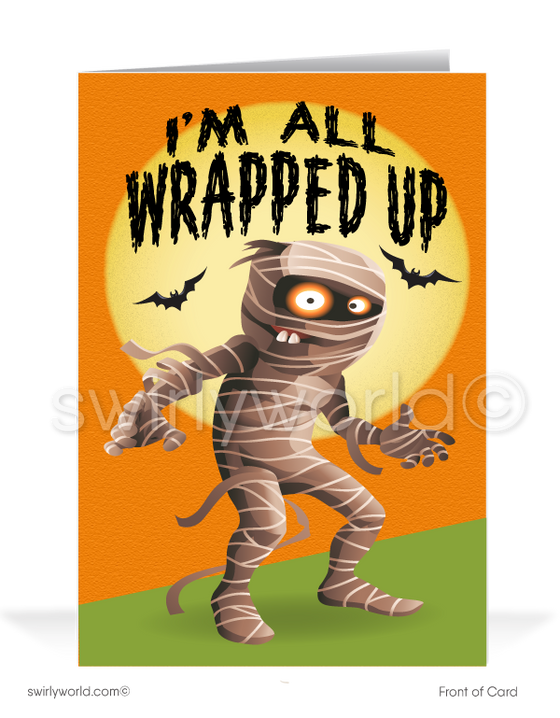 "Funny Mummy" Humorous Business Printed Halloween Greeting Cards for Customers