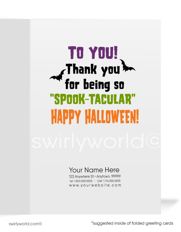 Funny Zombie Humorous Business Halloween Cards for Customers