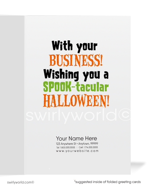 Funny Cartoon Bride of Frankenstein Company Business Halloween Cards for Customers