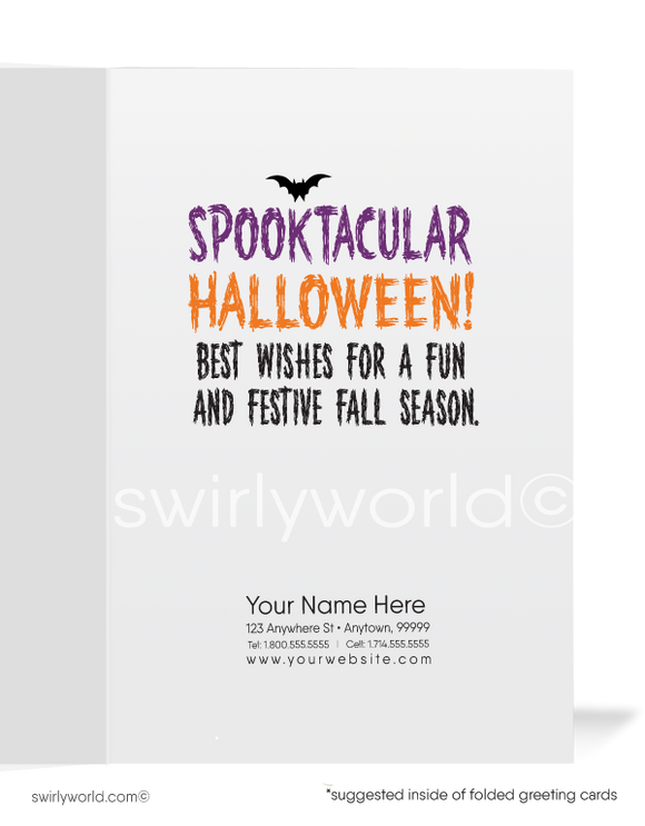 Funny Witch Humorous Business Printed Halloween Greeting Cards for Customers