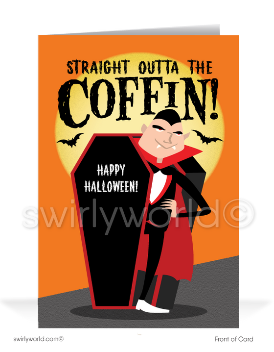 Funny Vampire Humorous Business Halloween Cards for Customers
