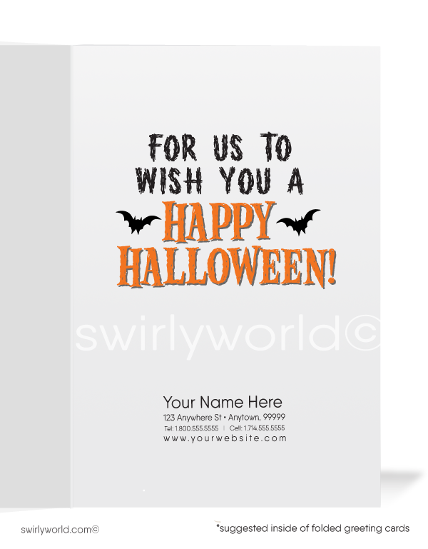 Funny Humorous Grim-Reaper Business Printed Halloween Cards for Customers
