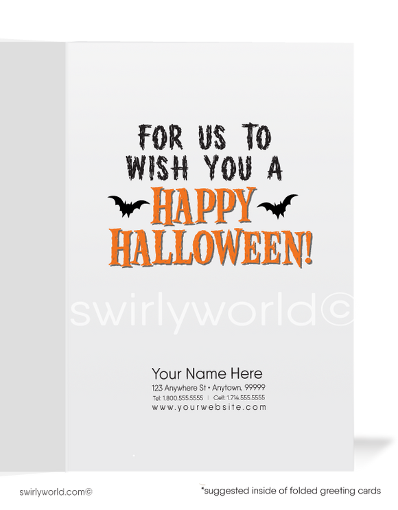 Funny Humorous Grim-Reaper Business Printed Halloween Cards for Customers