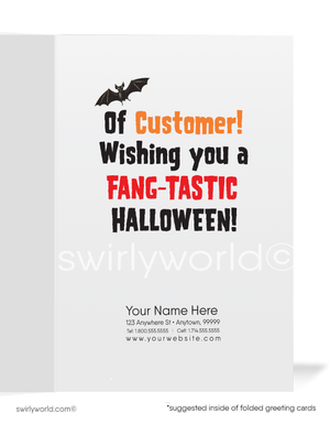 Funny Humorous Cartoon Vampire Printed Happy Halloween Greeting Cards for Business