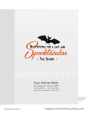 Vintage Halloween Card with Retro Atomic Mod Black Cat and "Happy Halloween" Lettering