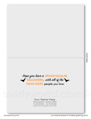 Retro Mod Ghost Halloween Greeting Card - Simple Ghost & Spider Design