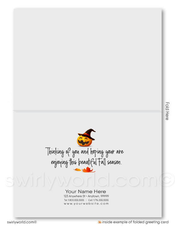 Autumn Fall Foliage Happy Halloween Greeting Cards for Business Customers.