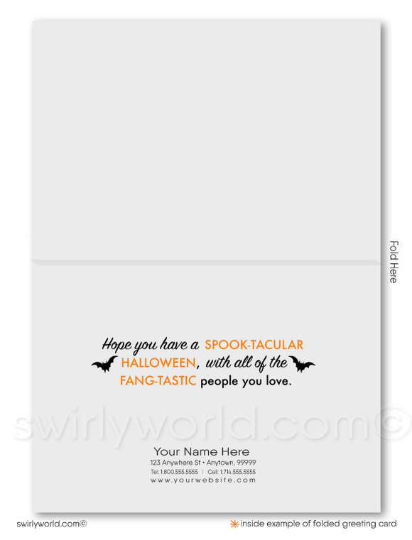 Corporate Professional Company Happy Halloween Greeting Cards for Realtor Customers. Cute ghosts halloween